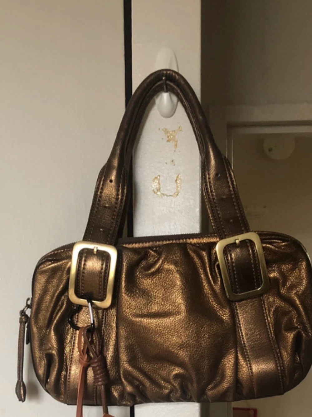 Cole Haan Metallic Bronze buckle shoulder Bag